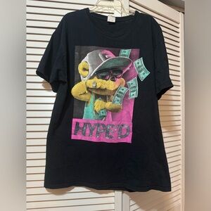 Fruit Of The Loom Mens Black Hyped Bear 100 Dollar Bills Slim T-Shirt Size L